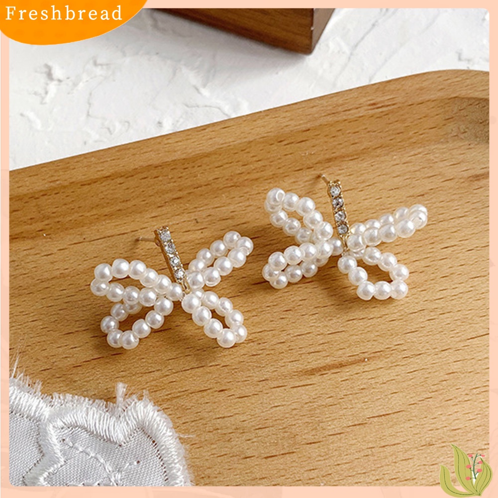 < Freshbread > Fashion Wanita Mutiara Imitasi Busur Bunga Hati Telinga Stud Bintang Anting Perhiasan Hadiah