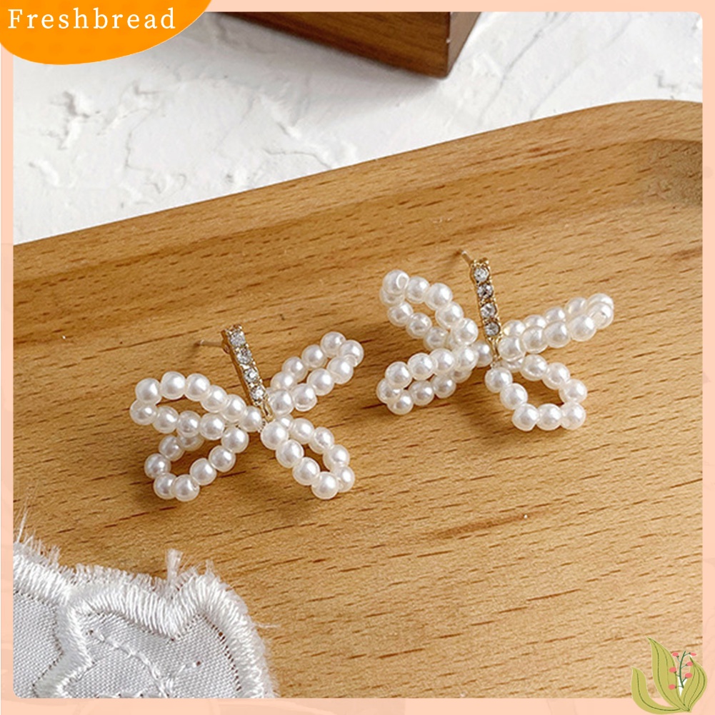 &lt; Freshbread &gt; Fashion Wanita Mutiara Imitasi Busur Bunga Hati Telinga Stud Bintang Anting Perhiasan Hadiah