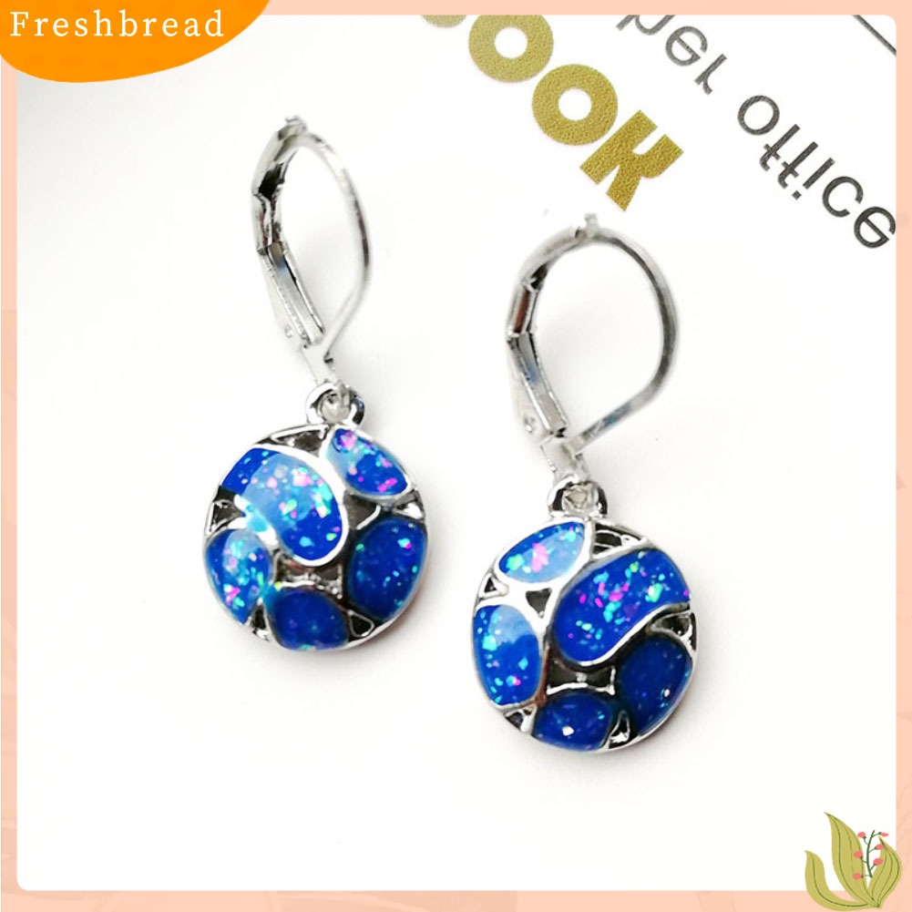 &lt; Freshbread &gt; Fashion Wanita Faux Opal Putaran Sepak Bola Menjuntai Leverback Earrings Perhiasan Hadiah