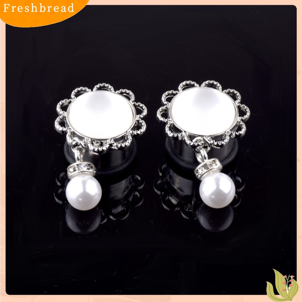 &lt; Freshbread &gt; 1Pc Lady Bunga Mutiara Imitasi Menjuntai Telinga Terowongan Expander Plug Piercing Perhiasan Hadiah