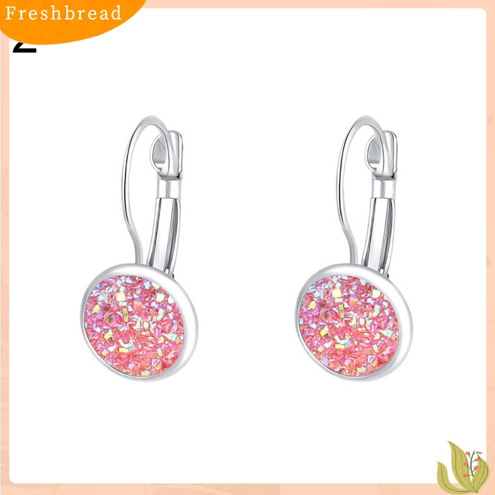 &lt; Freshbread &gt; Wanita Mewah Mengkilap Berlian Imitasi Drop Leverback Earrings Cocktail Pesta Hadiah