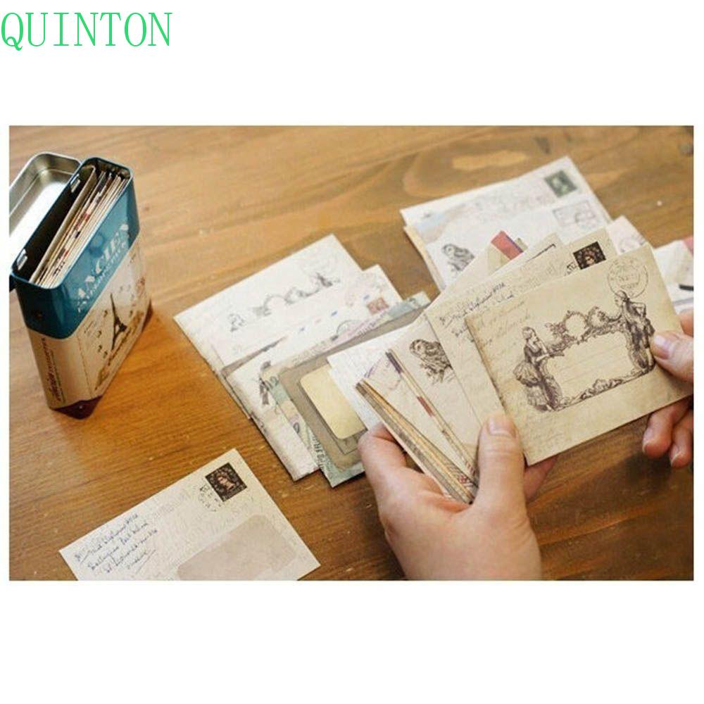 QUINTON 12PCS/lot Paper Gift Stationery Envelopes Mini Cute Greeting Letter Envelope Cartoon Retro Air Mail Card Vintage Envelope/Multicolor