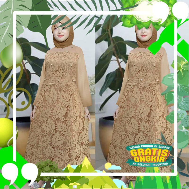 BAJU DRESS GAMIS KID KIDS ANAK WANITA PEREMPUAN MUSLIM BRUKAT BROKAT BUNGA IMPORT PREMIUM PESTA KOND