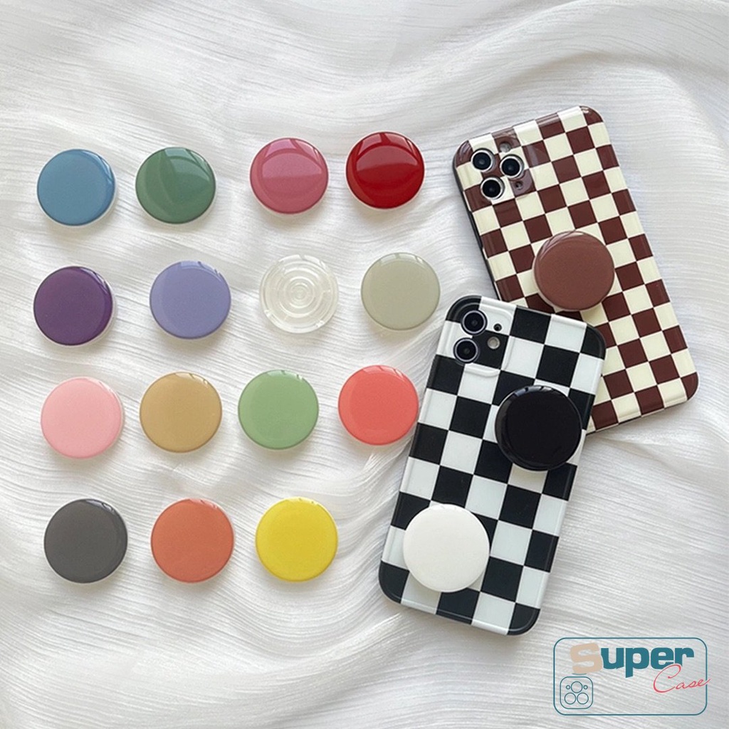 Epoxy Airbag Handphone Grips Bracket Macaron Solid Pure Candy Color Universal Lipat Dudukan Ponsel Jari Holder