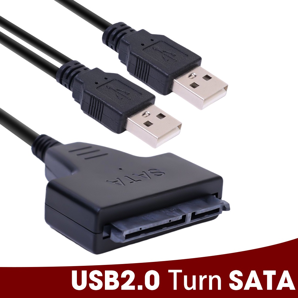 Dual-head USB2.0 to SATA Easy Drive Line/0.34m USB SATA Cable Converter Hard Drive Adapter/Untuk SSD 2.5/3.5 inch/HDD Laptop/Komputer Aksesoris