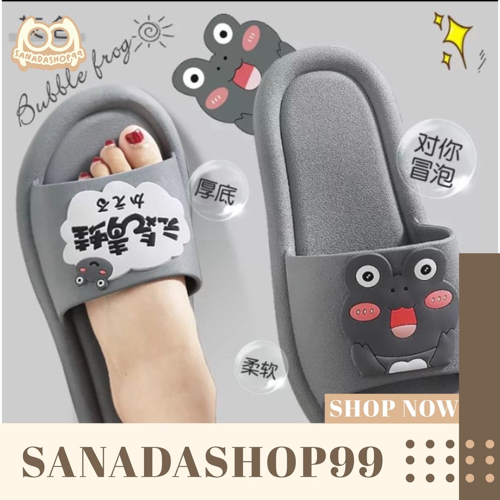 (SD20) Sandal Slop Motif Keropi Lucu Sandal Wanita Santai Sandal Rumah