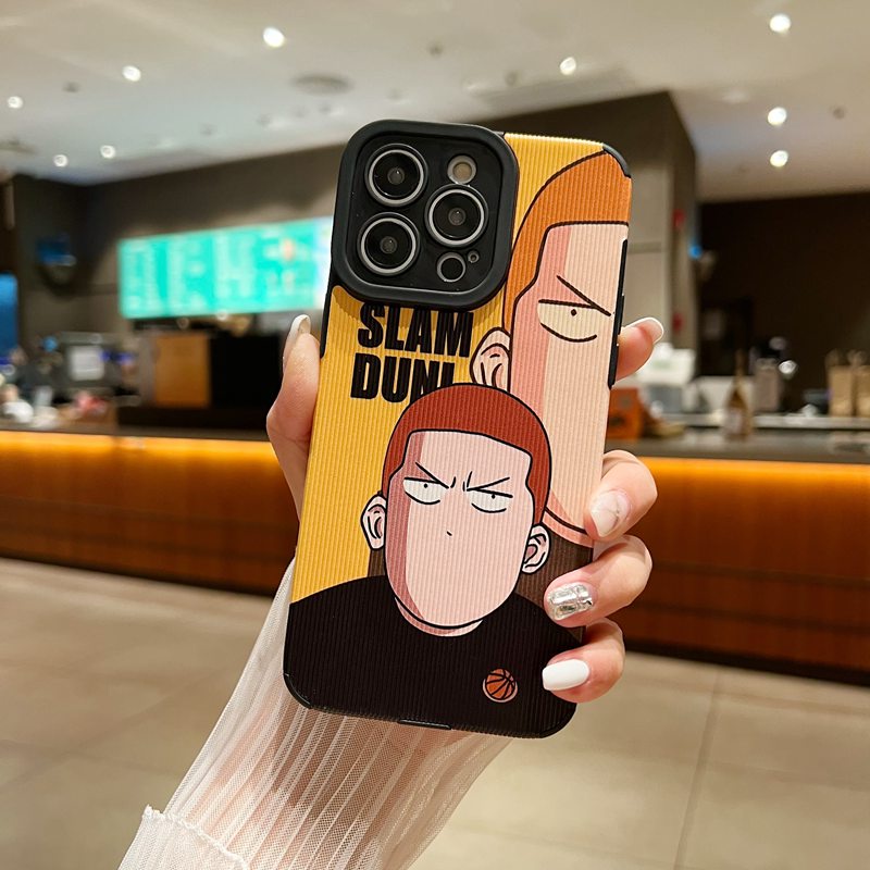 Men's Fashion Cool Leather Soft Case iP iPhone 7 8 Plus SE 2020 X XR XS Max 11 12 13 14 Pro Max 14 Plus Phone Case Camera Protect Slam Dunk Sakuragi Hanamichi