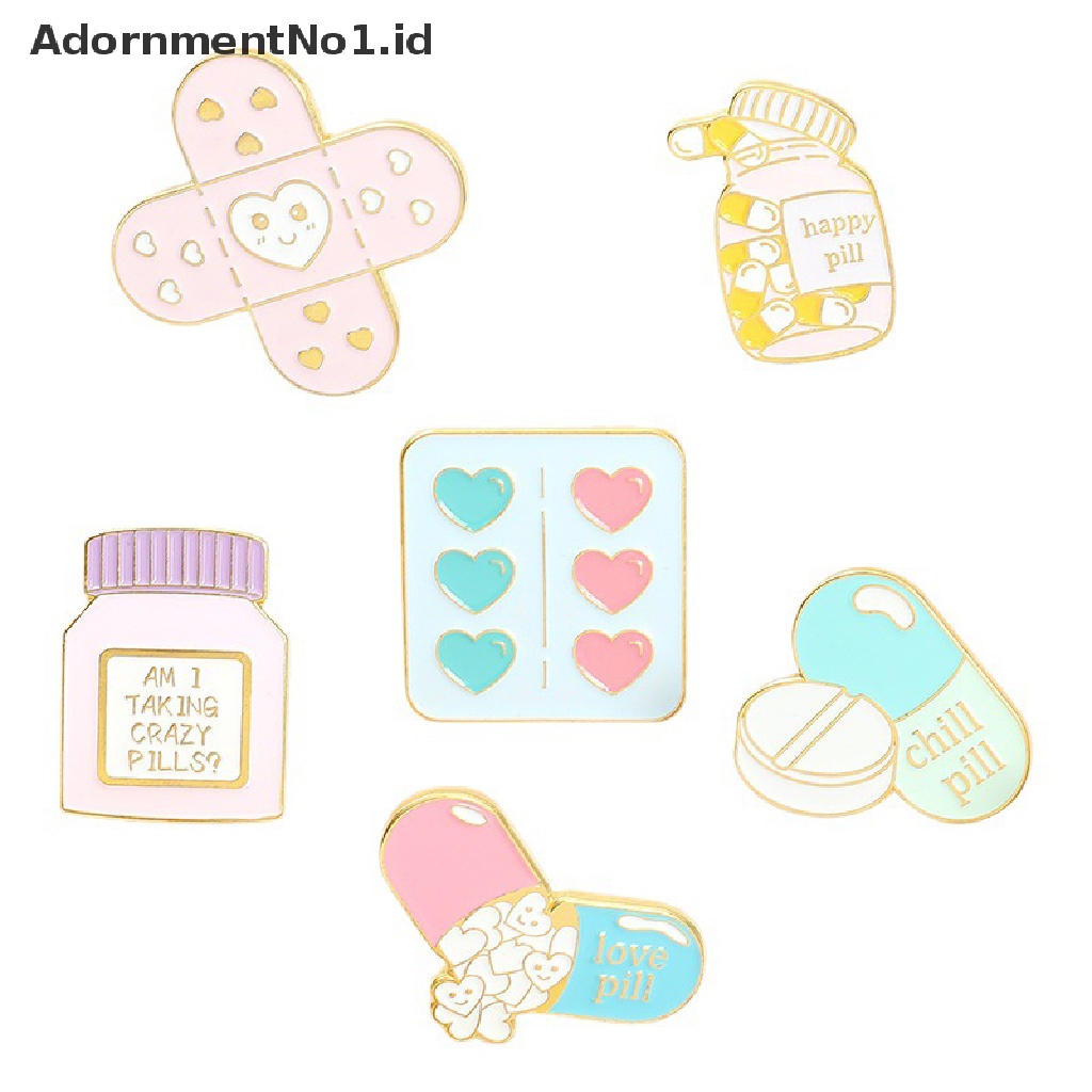 [AdornmentNo1] Kartun Perlengkapan Bros Kreatif Lucu Cinta Band-Aid Pil Botol Obat Enamel Pin Kerah Lencana Ransel Baju Kartun Perhiasan Hadiah [ID]