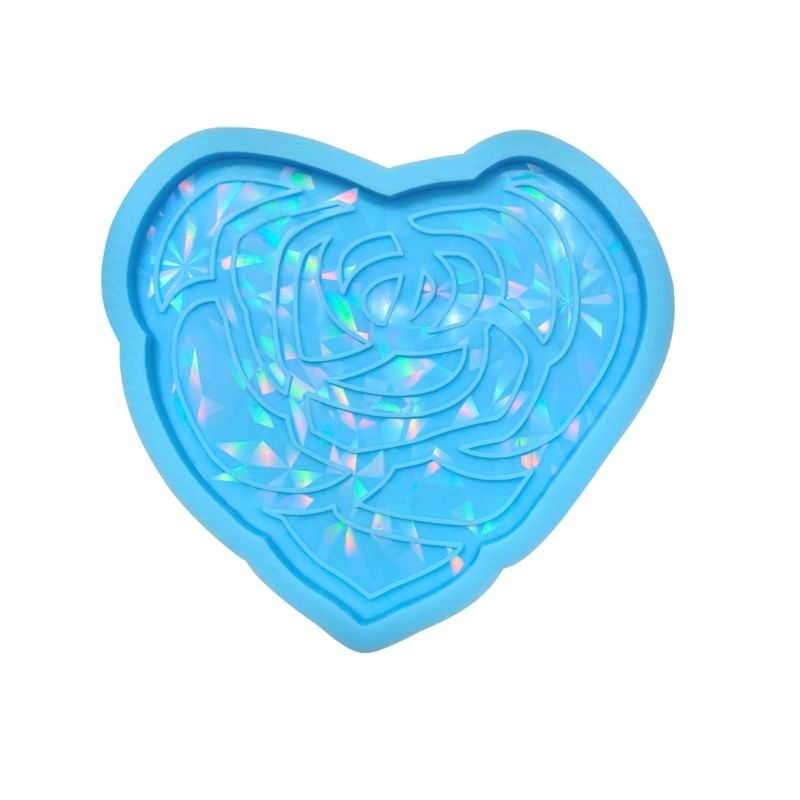 Siy Coaster Cetakan Untuk Pengecoran Resin Silikon Resin Coaster Mold Heart Rose Epoxy Resin Mold for Resin DIY Artwork