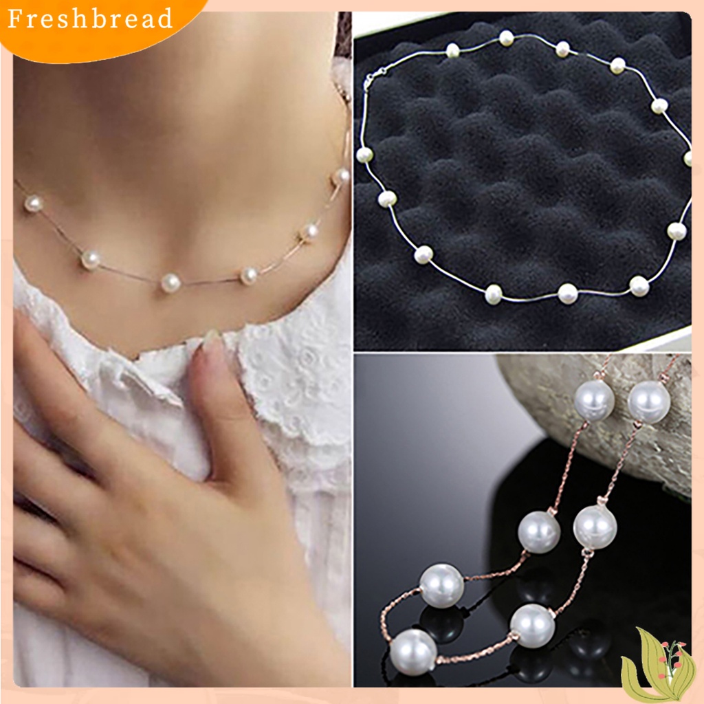 {In Stock} Kalung Single Layer Adjustable Alloy Wanita Mutiara Imitasi Rantai Klavikula Untuk Pernikahan