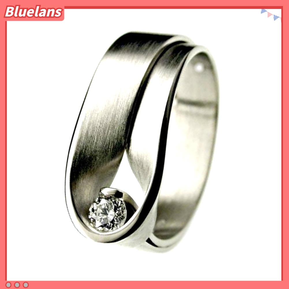 {In Stock} Fashion Unisex Cubic Zirconia Tergabung Pernikahan Pertunangan Jari Cincin Perhiasan