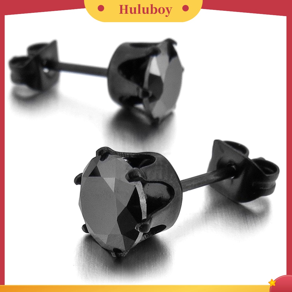 {Ready Stock} 1Pc Punk Pria Wanita6/8mm Hitam Enam Cakar Cubic Zirconia Stud Earrings Perhiasan