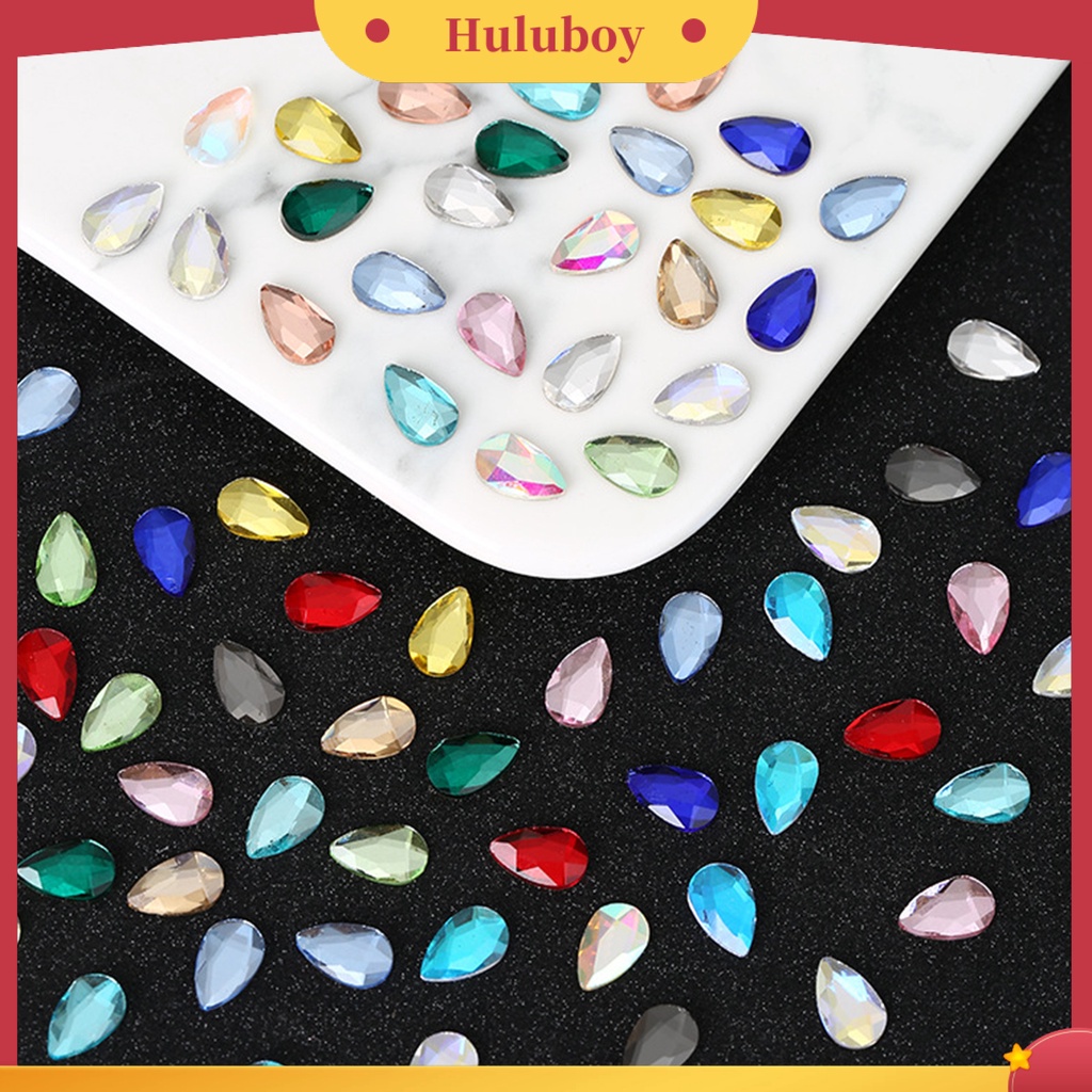 {In Stock} 50Pcs Manicure Berlian Palsu Bersinar Tiga Dimensi Flat Bottom DIY Sparkling Fat Drop Nail Art Irregular Nail Rhinestones Untuk Wanita