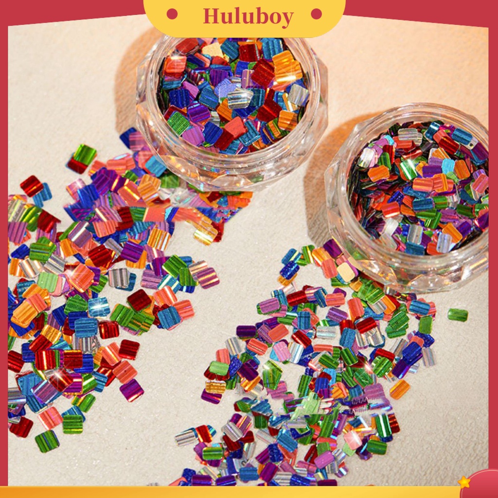 {In Stock} Hiasan Nail Art Tempel Bersinar Mudah Indah Kreatif Hidup DIY Ringan Splicing Persegi Panjang Multicolor Nail Sequin Untuk Wanita