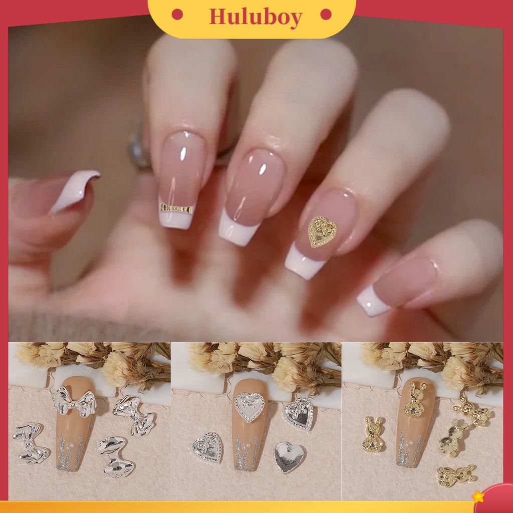 {In Stock} 10Pcs Hiasan Kuku Gloss Tidak Jatuh Tiga Dimensi DIY Mempesona Efek Visual Jantung Busur Beruang Kelinci Kuku Paduan Dekorasi Kuku Salon Pasokan