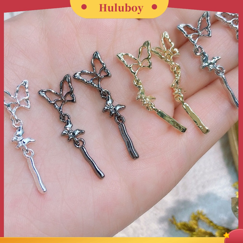 {In Stock} 10Pcs Nail Art Pendant Tiga Dimensi Ins Style Gloss DIY Tahan Karat Mid-length 3-bagian Kupu-Kupu Liontin Dekorasi Kuku Perlengkapan Kuku