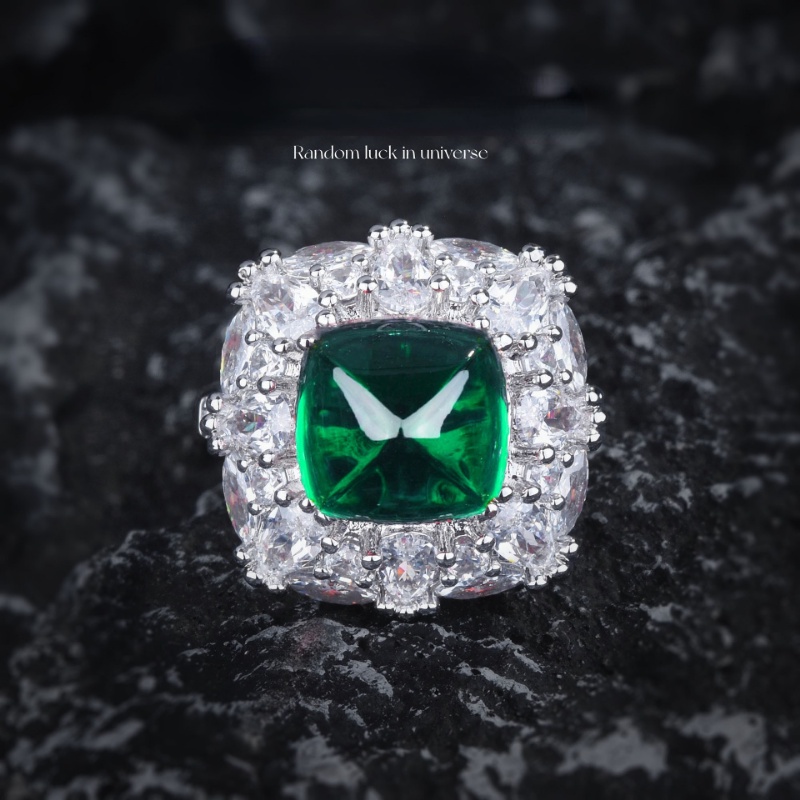 Goldkingdom Fashion Perhiasan Aksesoris Ready Stock Ruby Sugar Tower Cincin Cahaya Mewah Warna-Warni Harta Set Fanta Anting Berlian Emerald Royal Blue Pendant