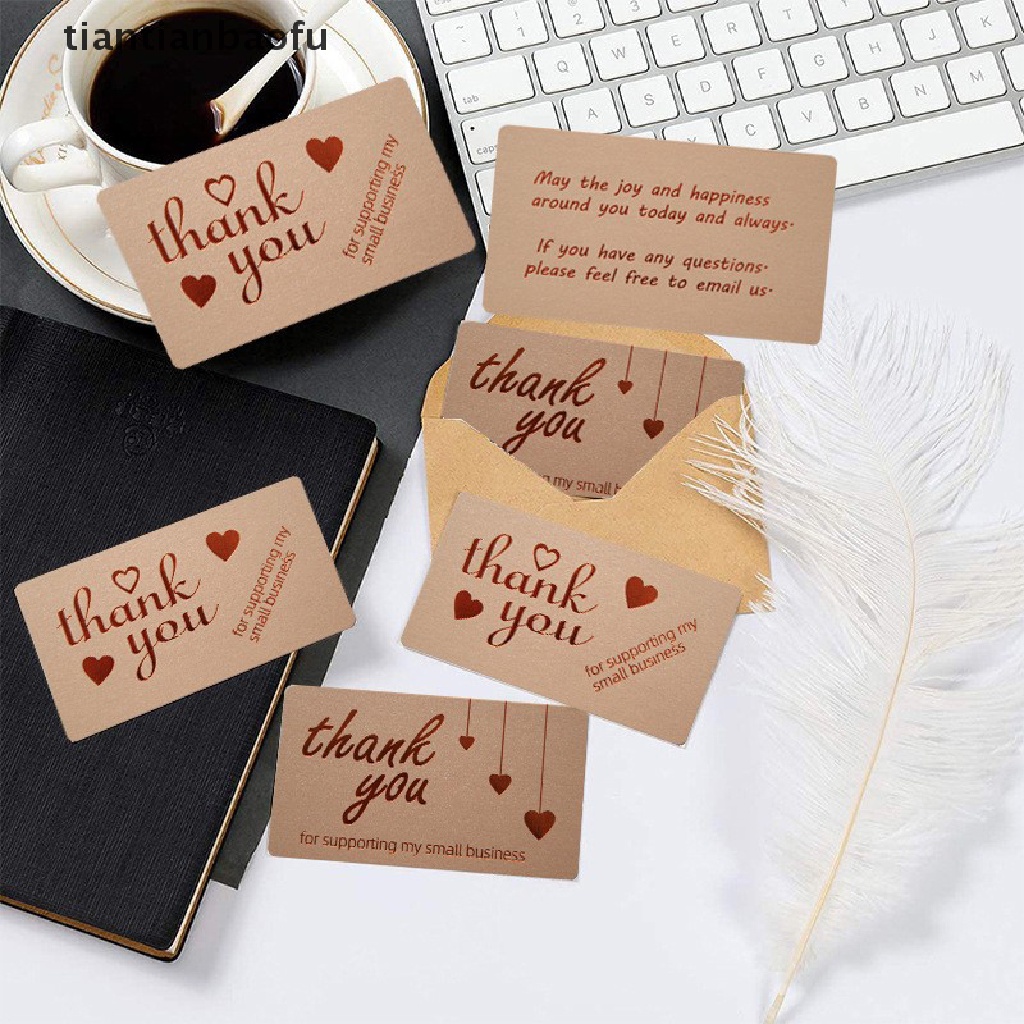 [tiantianbaofu] 10pcs Natural Kraft Paper Card Thank You For Your Order Card Untuk Dekorasi Butik