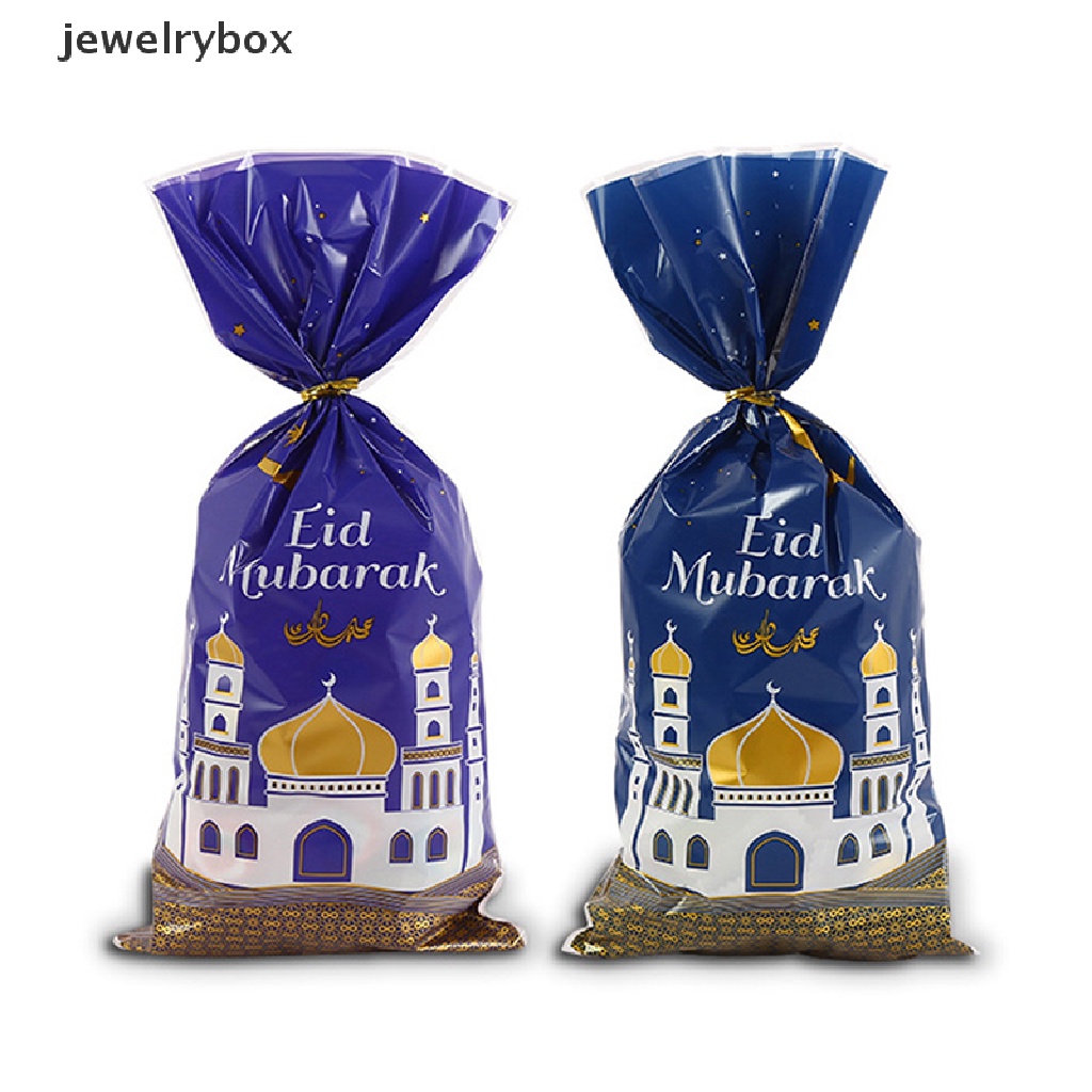 [jewelrybox] 50pcs Eid Mubarak Gift Bags Plastik OPP Permen Cookie Bag Ramadan Kareem Decor Boutique