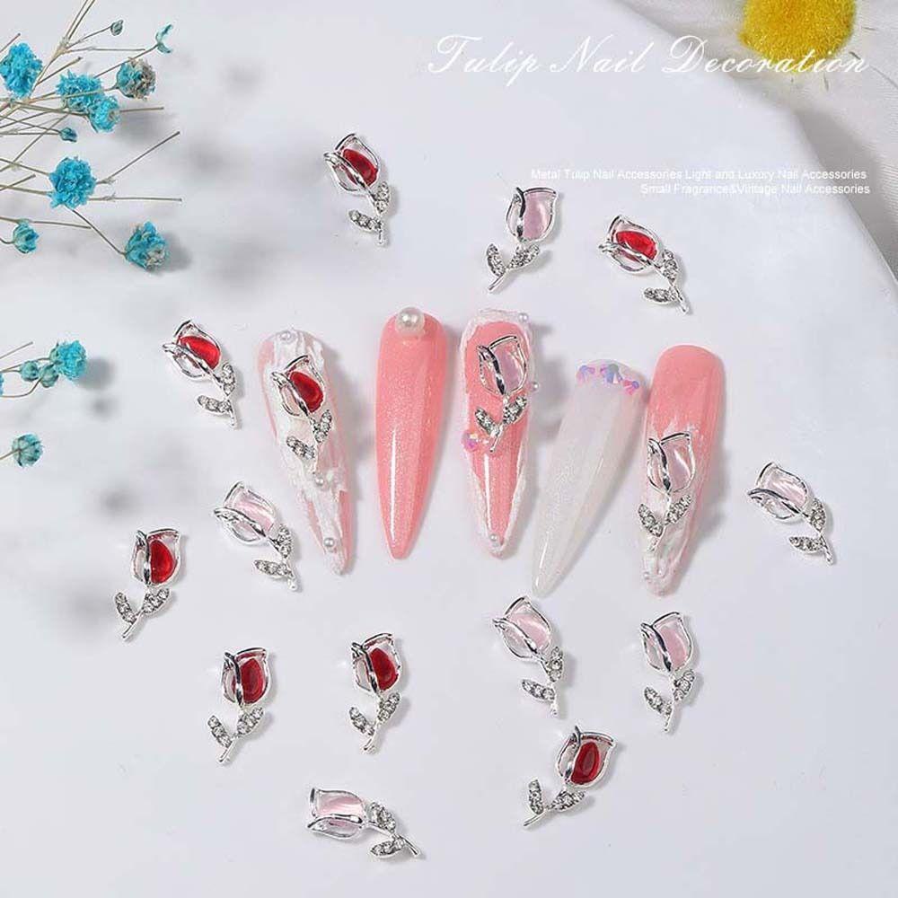 AUGUSTINA Agustina Bunga Hiasan Kuku Fashion Nail Charms Cahaya Mewah Nail Art Jepang 3D Nail Art Drills