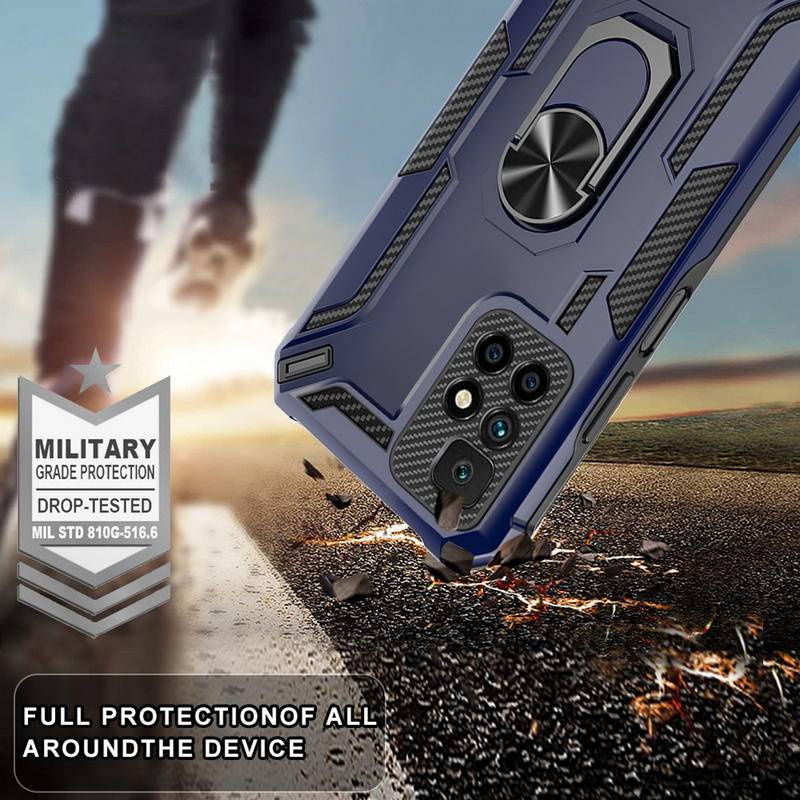 Gaya Militer Drop Impact Untuk Samsung A22 A23 A30 A20 M10S A30S A50S A32 M32 A33 A34 A42 M42 A51 Case 360 Metal Rotating Ring Kickstand Holder Armor Heavy Duty Shockproof Case