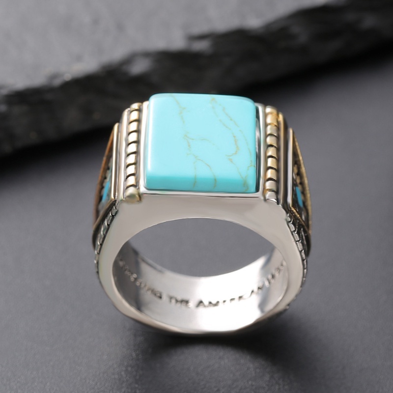 Goldkingdom Fashion Perhiasan Aksesoris Ready Stock Binatang India Utara Kehormatan Barat Thunderbird Bulu Turquoise Dua Warna Cincin