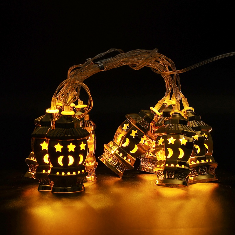 Fairy Castle LED Light Strings Idul Fitri Ramadhan Bulan Bintang Lentera Halaman Kamar Tidur Pesta Dekorasi USB/Tenaga Baterai Wire String Lamp Retro Warm Yellow Festival Lighting