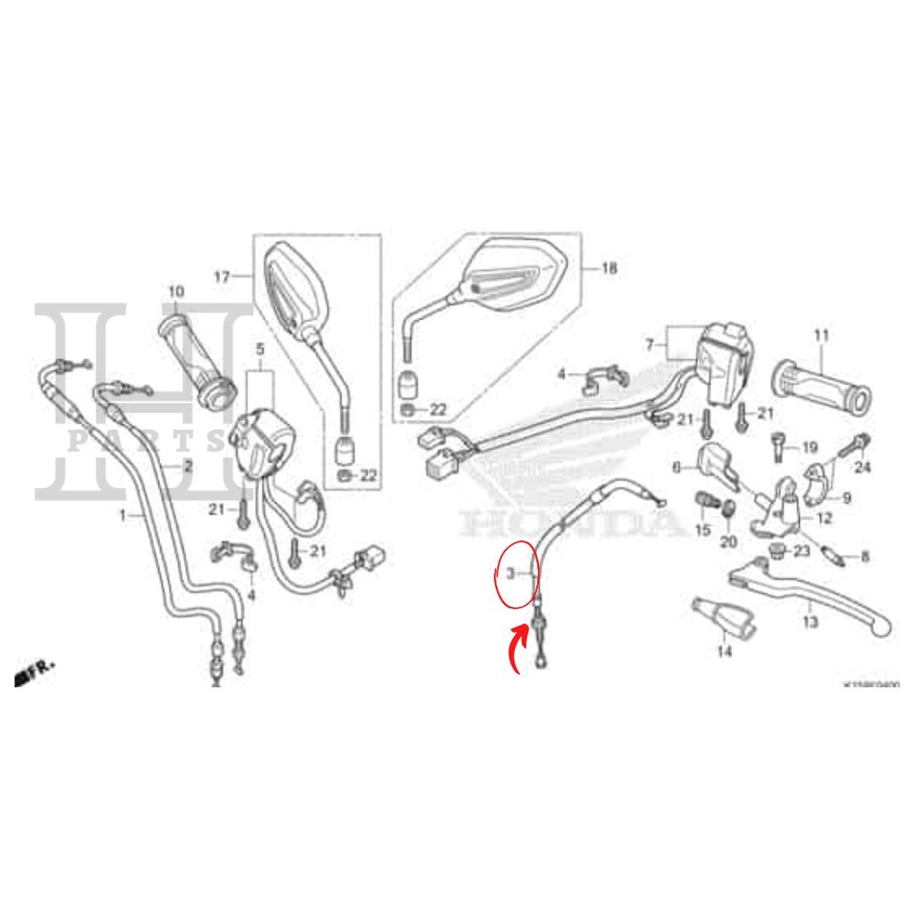 KABEL KOPLING CABLE COMP CLUTCH CB 150R STREETFIRE OLD K15 22870-K15-900 ASLI ORIGINAL AHM HGP HONDA