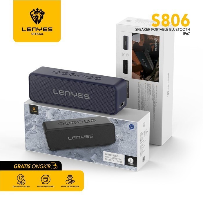 Speaker Bluetooth Portable LENYES S806 Waterproof IP67 Voice Assistant - Hitam WIRELESS SPEAKER PORTABLE SPEAKER MUSIC BOX BLUETOOTH spiker outdoor original