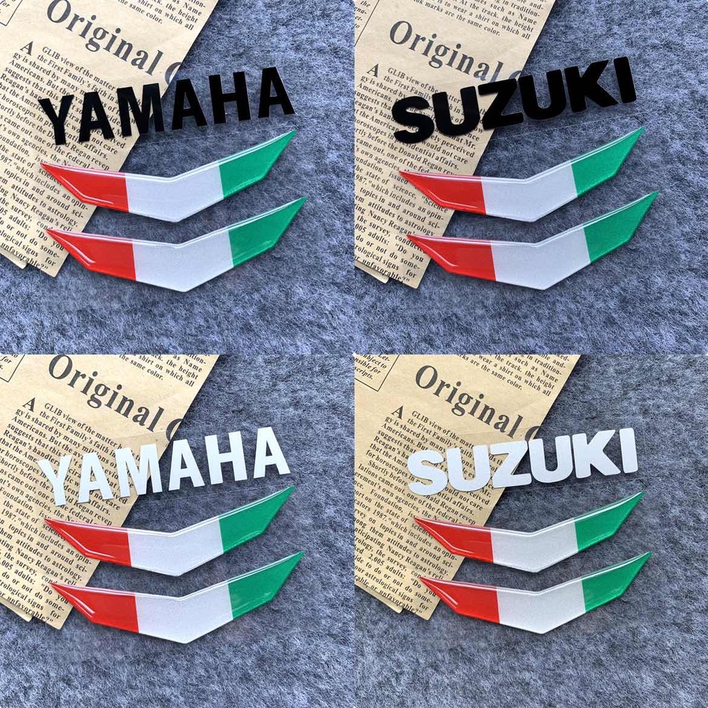 Stiker Reflektif Lem Tetes Logo Huruf Yamaha Ducati Honda Hijau Putih Merah VESPA Italy Bendera Motor Fuel Tank Cap Dekorasi Decal