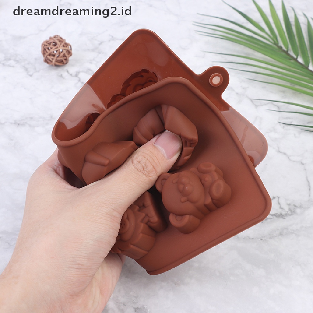 (hot) Cetakan Silikon Hewan Bentuk Hippo Lion Bear Coklat Sabun Kue Peralatan Dapur DIY//