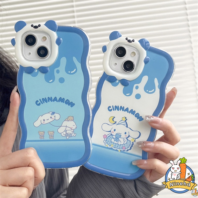 IPHONE Casing Kompatibel Untuk Iphone14 13 12 11 Pro Max X Xr Xs Max7 8 6 6s Plus Pasangan Biru Kualitas Tinggi Casing Ponsel Bergelombang Bingkai Monster Kecil Lembut Halus Shockproof Cover Pelindung