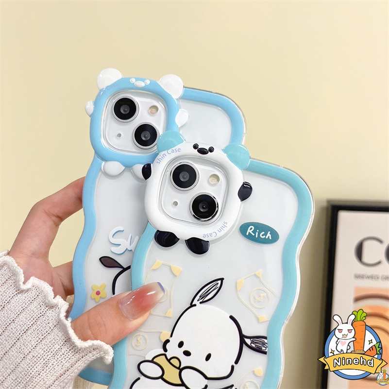 IPHONE Casing Kompatibel Untuk Iphone14 13 12 11 Pro Max X Xr Xs Max7 8 6 6s Plus SE Ins Cute Puppy Phone Case Wavy Little Monster Frame Lensa Anti Gores Bening Soft Case Cover Pelindung