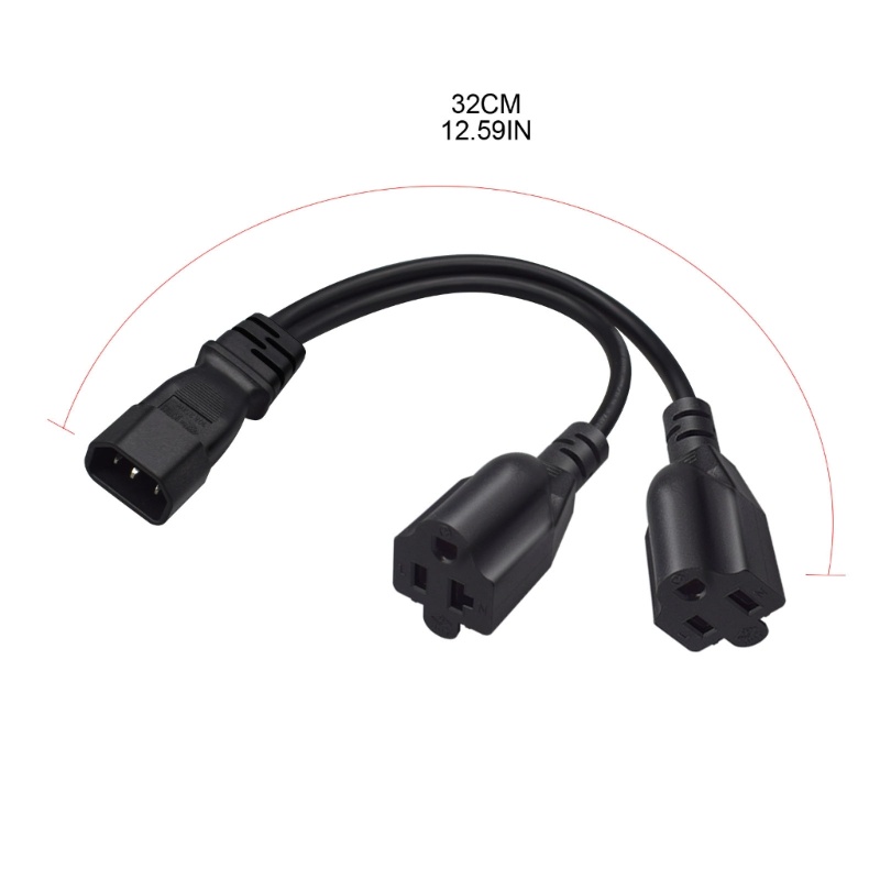 Zzz Y-splitter Adapter Line IEC320 C14 Plug Male to 5-15R+5-20R Female Kabel Listrik