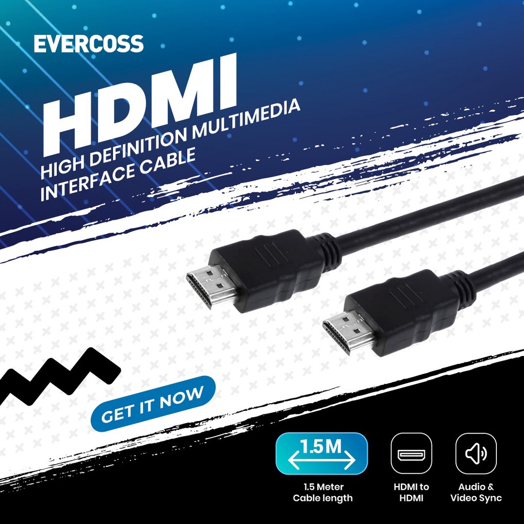 HDMI cable - Kabel HDMI to HDMI Evercoss 1.5 meter Premium Quality Full HD bisa untuk STB ke TV