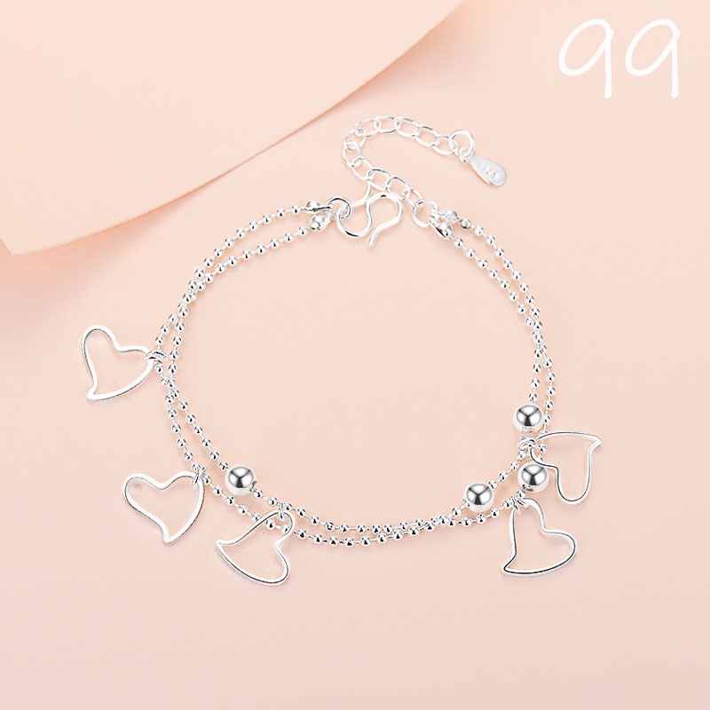 Gelang Kaki Bintang Warna Silver Double Layer Plated Charm Ankle Bracelet Jewelry Gelang Kaki Untuk Wanita Foot Jewelry