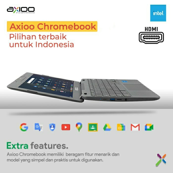 LAPTOP AXIOO CHROMEBOOK INTEL CELERON N4020 RAM 4GB 32GB EMMC 11.6&quot; INCH 2.80 GHz CHROME OS TKDN GARANSI RESMI