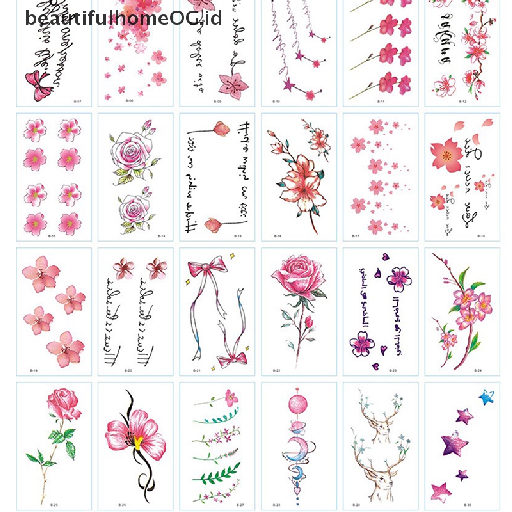 // Kecantikan// 30lembar/Set Stiker Tato Temporer Tahan Air Arm Clavicle Body Art Sticker **