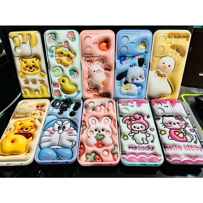 Softcase Motif 3D Vivo Y16/Y22/Y22S/Y35/Y51/Y53S/Y21/Y21S/Y33S/Y33T/Y12S/Y20Y20/Y20S/Y15/Y17/Y12/Y11/Y02 Case TPU Motif 3D Cartoon Tidak Timbul