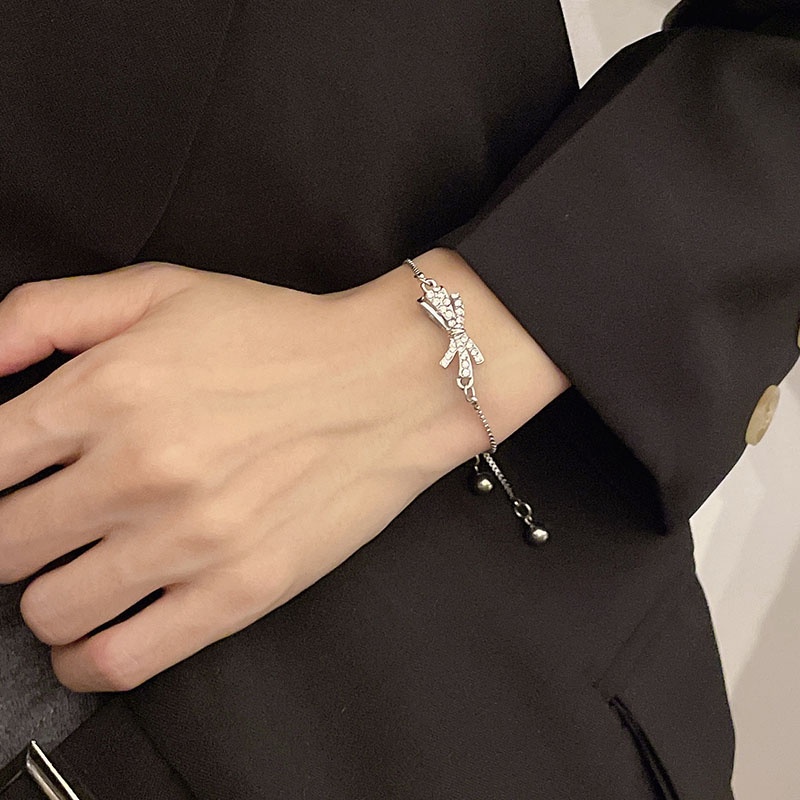 Shiny Zircon Ikatan Simpul Gelang Untuk Wanita Baru Manis Trendi Adjustable Tarik Rantai Gelang All-match Perhiasan Hadiah