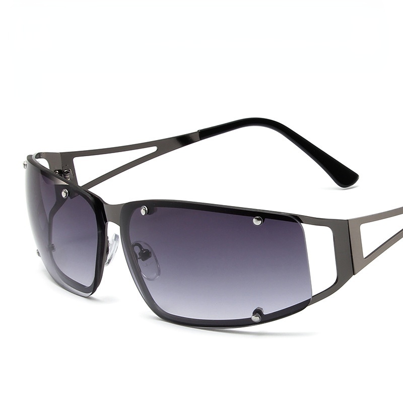 Kacamata Hitam Fashion Square Aesthetic Shades Untuk Wanita/Pria Metal Frame Sunglasses Eyewear