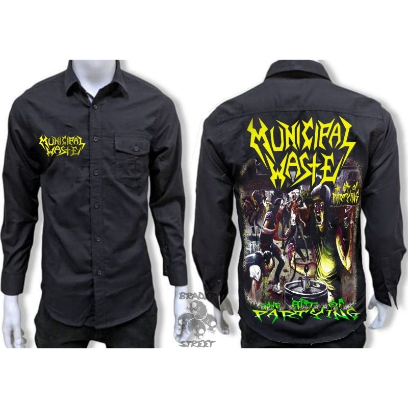 terbaru cod kemeja kemeja panjang band municipal wastel,kemeja panjang pria,kemeja panjang hitam,kem