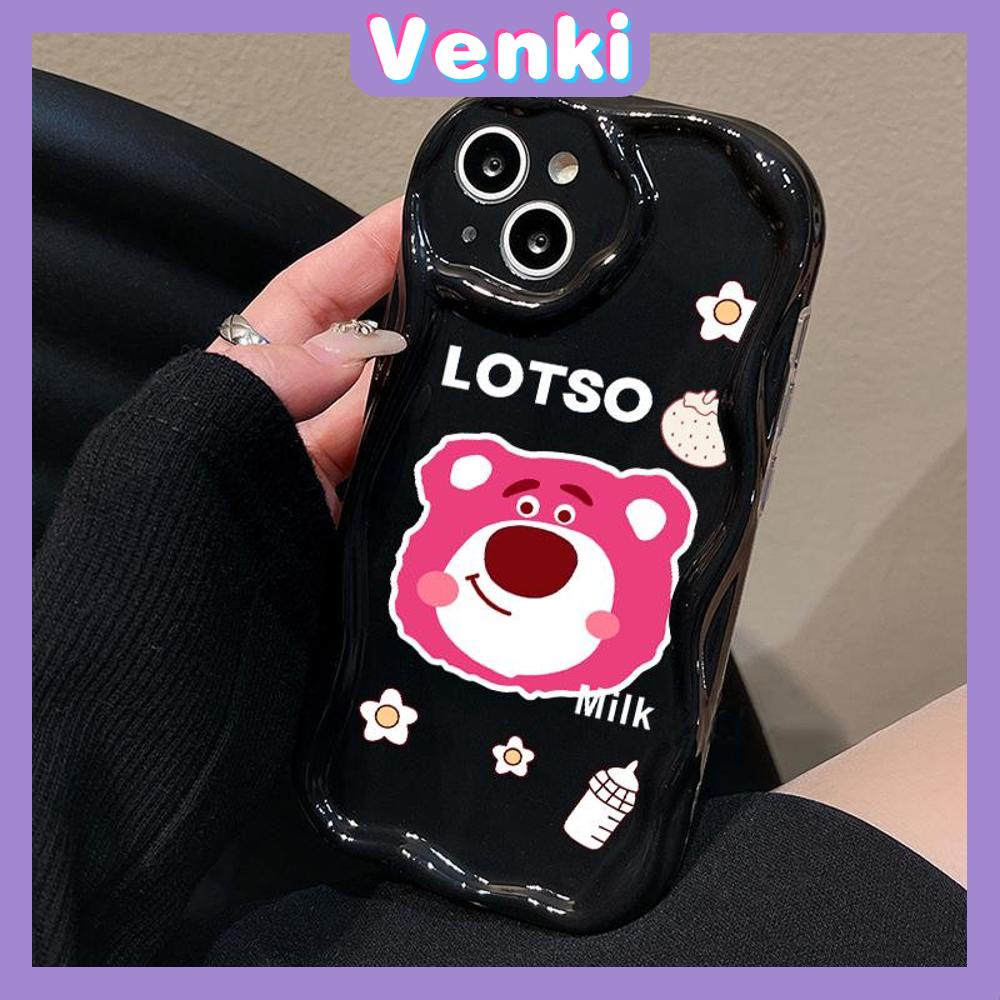 Case for iPhone 11 Pro Max TPU Soft Glossy Curved Wave Case Cute Cartoon Bear Camera Protection Shockproof For iPhone 14 13 12 11 Plus Pro Max 7 Plus X XR