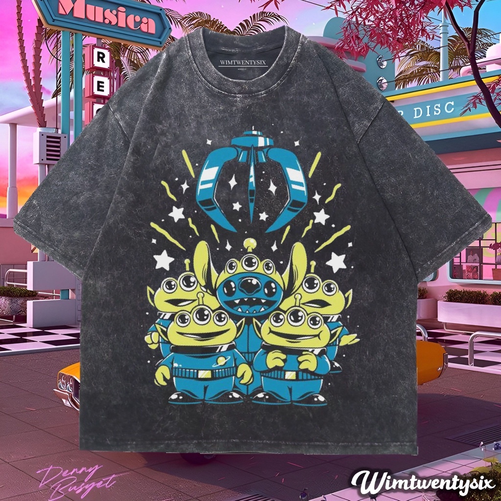 Wimtwentysix “claw alien and stitch” kaos oversized washing | vintage tee