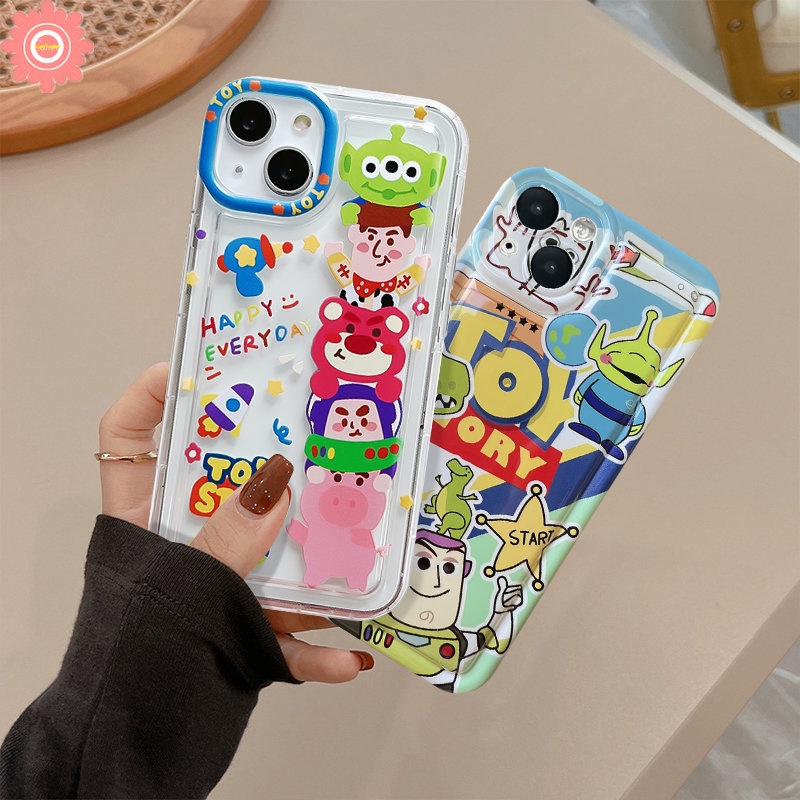 IPHONE Casing Ponsel Toy Story Kartun Yang Indah Kompatibel Untuk Iphone11 7Plus XR 14 13 12 Pro MAX 6 6S Plus X XS MAX Beruang Strawberry Lucu Buzz Lightyear Alien Shockproof Airbag Cases Cover