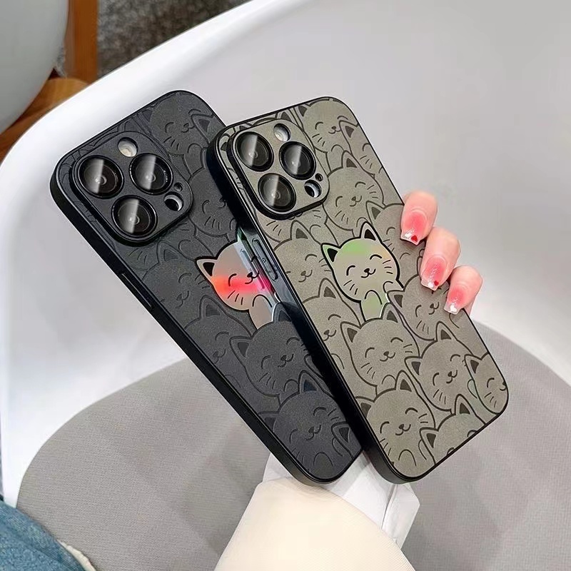 IPHONE Pussycat Laser Dilengkapi Dengan Lensa Sendiri film phone case Iphone11 12 13 14 pro max plus Sarung case shockproof
