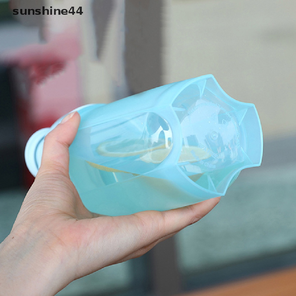 Sunshine Botol Pengocok Bubuk Portabel Botol Air Anti Bocor Untuk Gym Fitness Training Sport Mixing Cup Dengan Skala ID