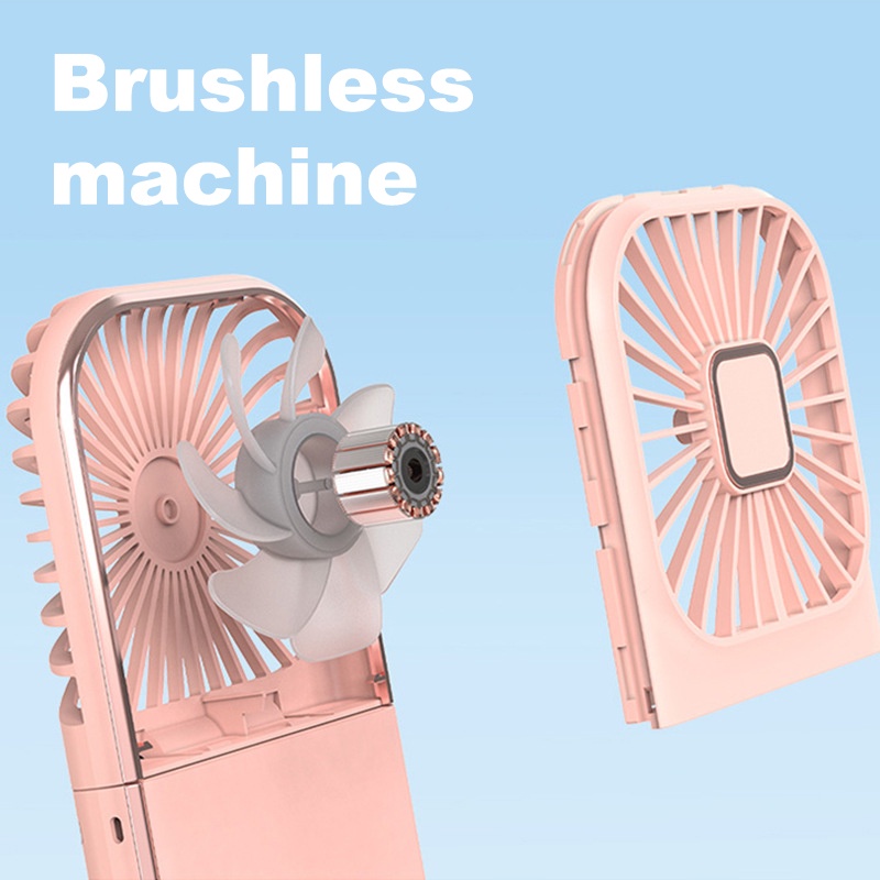 Kipas Angin Mini Fan Foldable Portable Neck Hanging Fan 5000mAh USB Adjustable Rechargeable Air Cooler Phone Holder