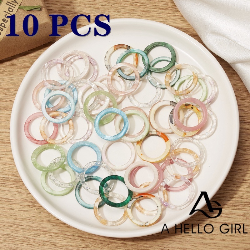 10pcs / Set Cincin Resin Warna Campur Untuk Hadiah Ulang Tahun