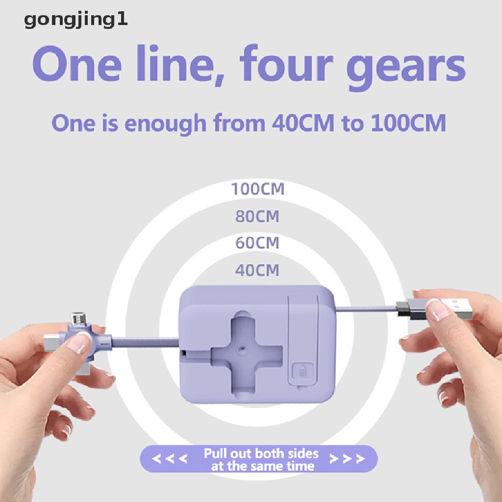 Ggg 3in1 Kabel Data Telepon Yang Dapat Ditarik Micro USB TYPE-C Fast Charging Cable ID